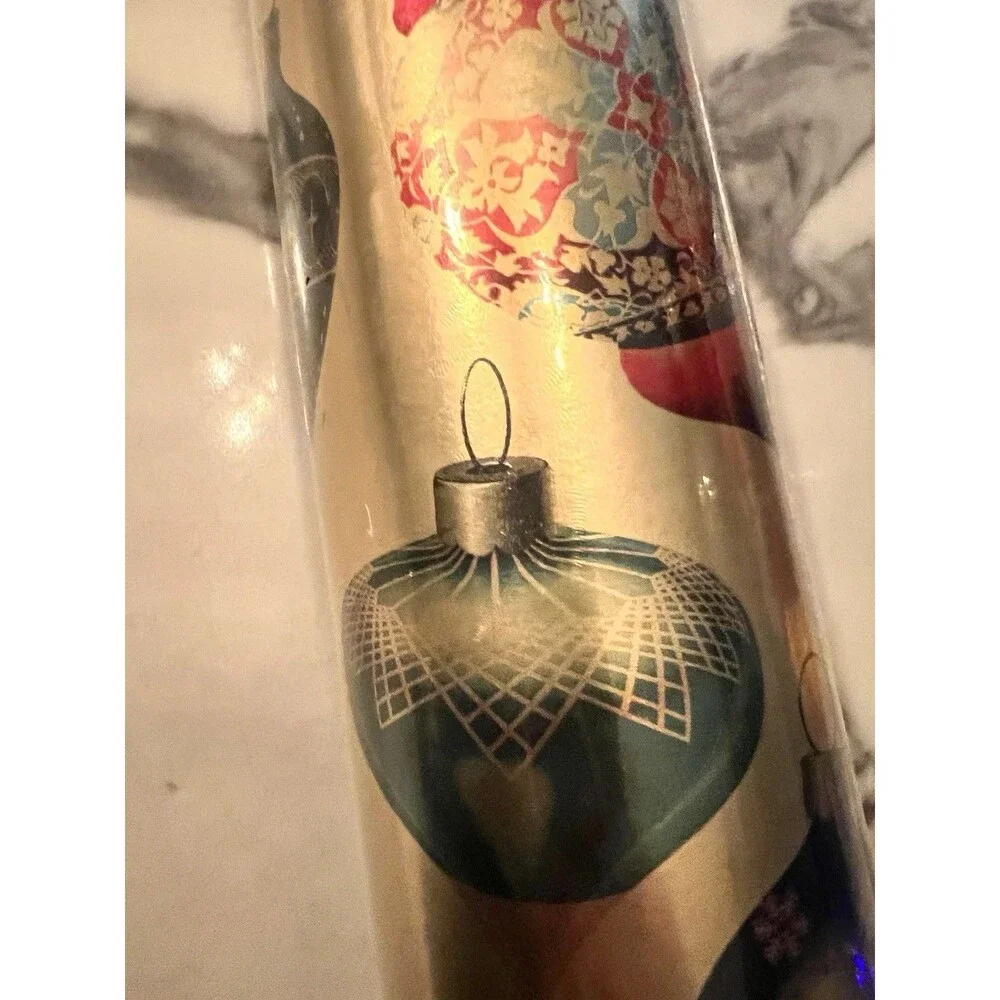 Roll Christmas Gift Wrap 269 Sq ft guilded ornaments gold heavyweight foil